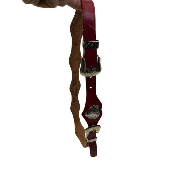 Made In The USA leather belt red Size 38 Adjustable - Picture 7 of 12